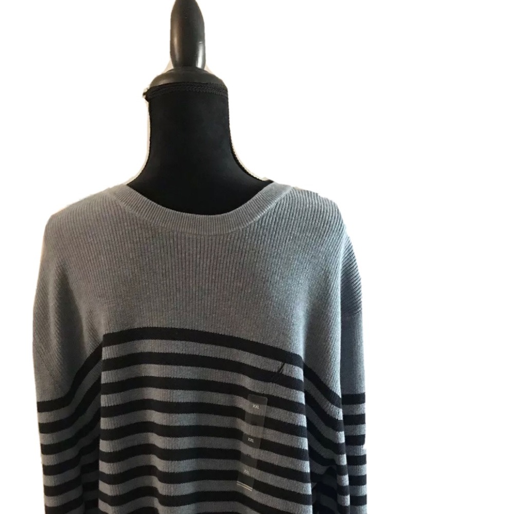 Nautica Mens Sweater 2XL XXL Navy Blue Stripe S73103 $69.50